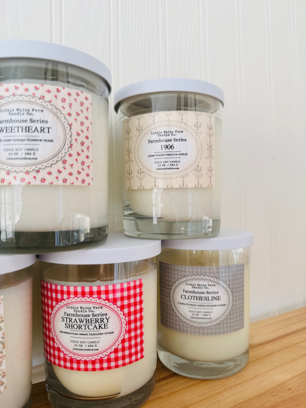 THE FARMHOUSE SERIES-vintage patterned + white metal lid candles
