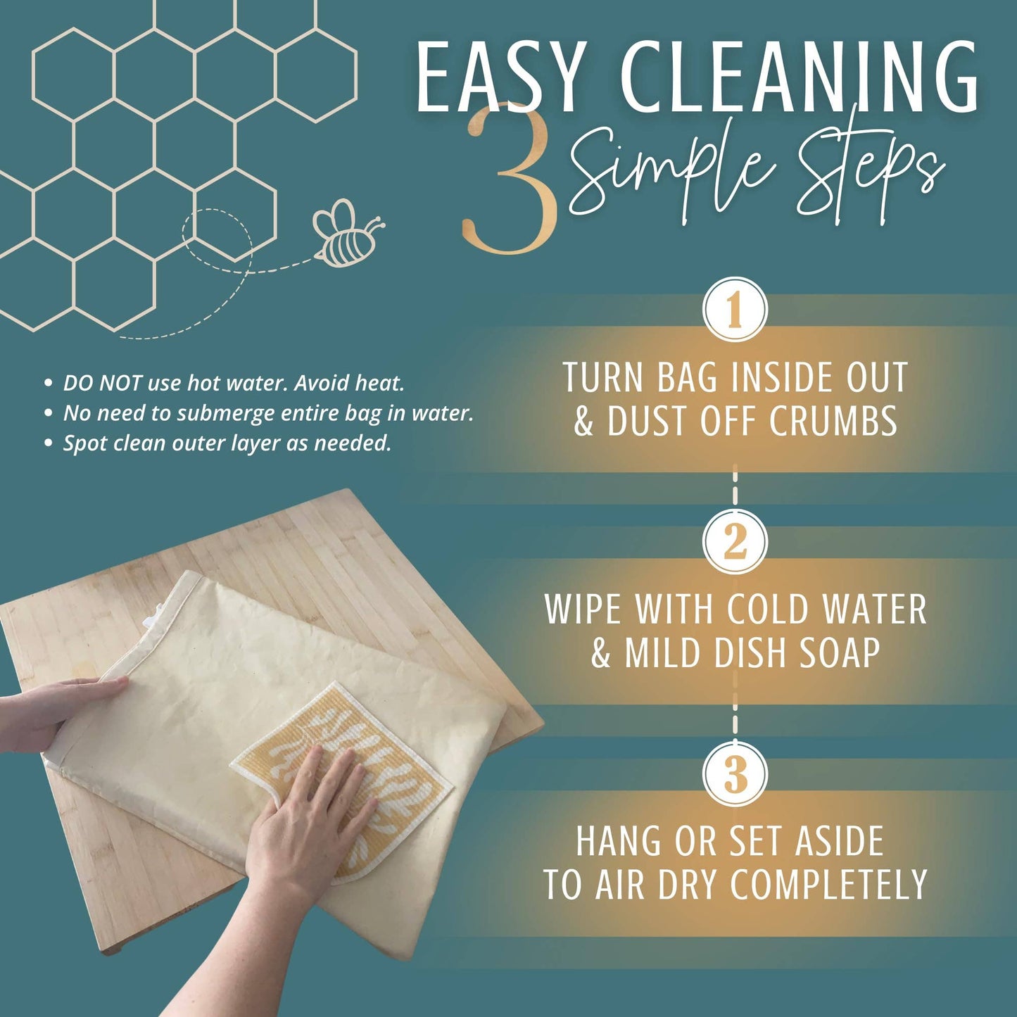 Reusable Beeswax Bread Bags for Homemade Bread & Sourdough (Set of 2)
