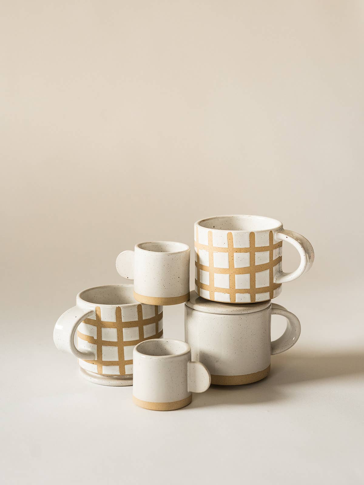 Speckle Grid Mug with Lid (2 mugs + 2 lids)