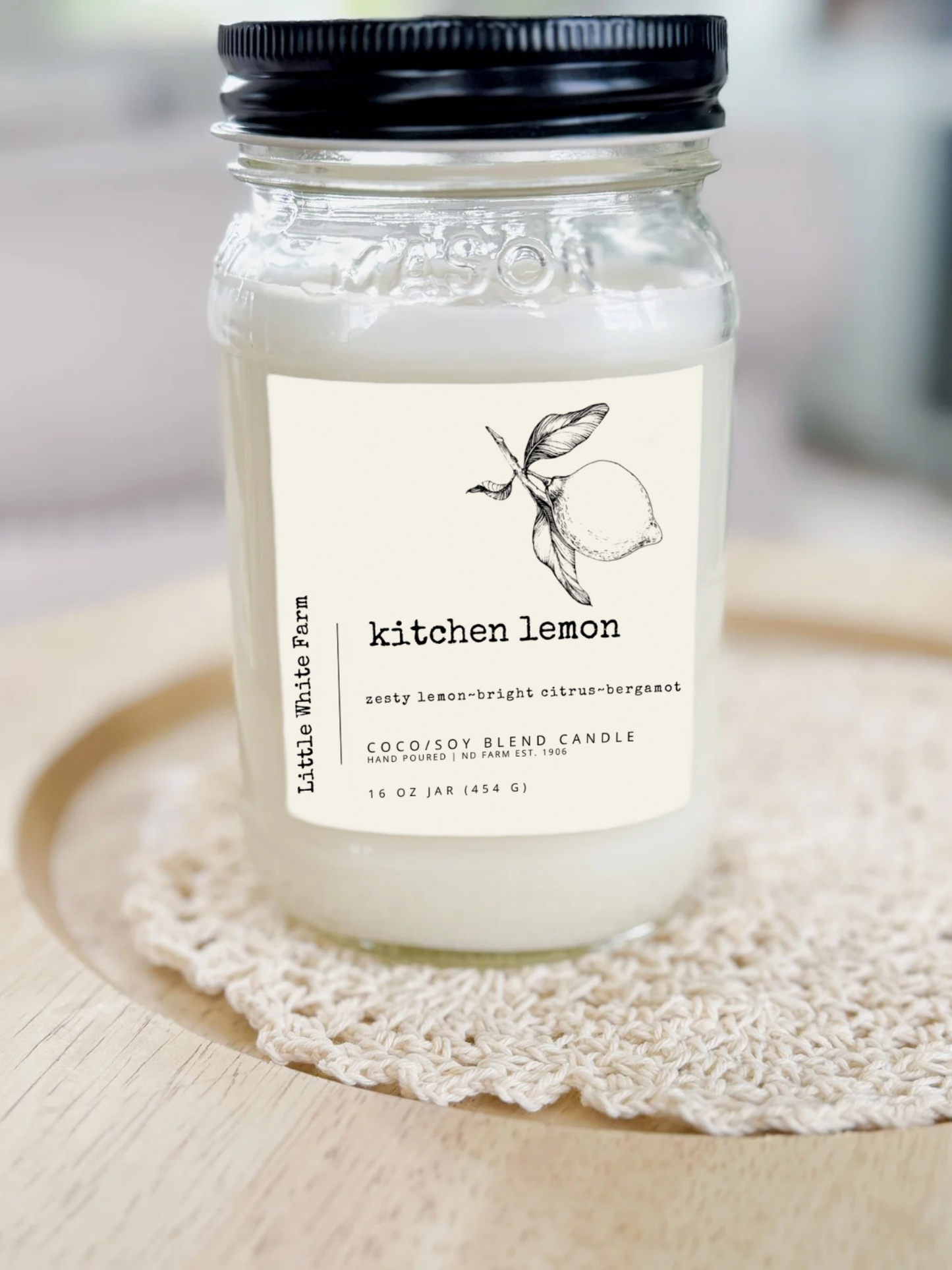 Kitchen Lemon Farmhouse Collection Mason Jar Candle
