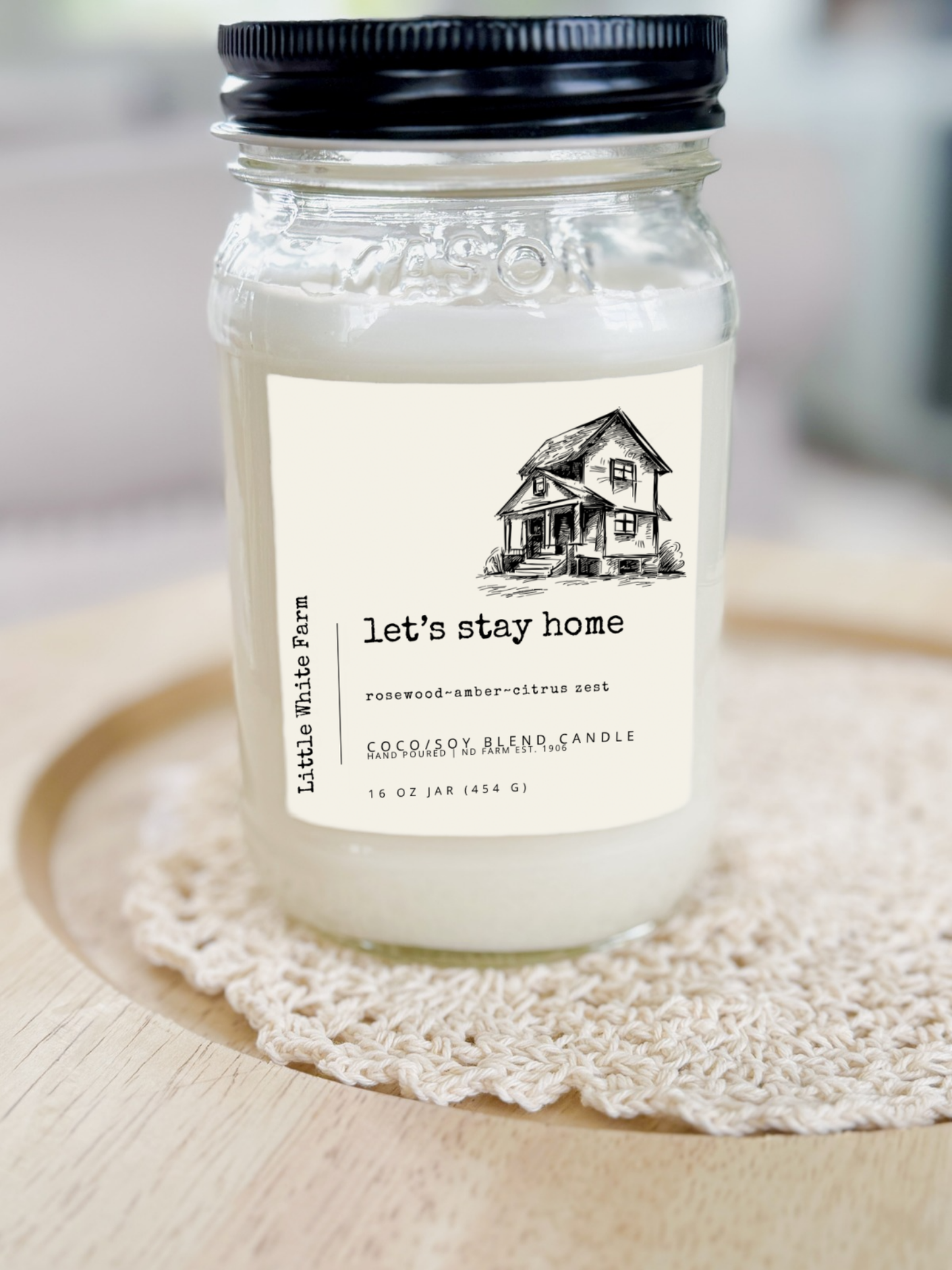 Let's Stay Home Farmhouse Collection Mason Jar Candle