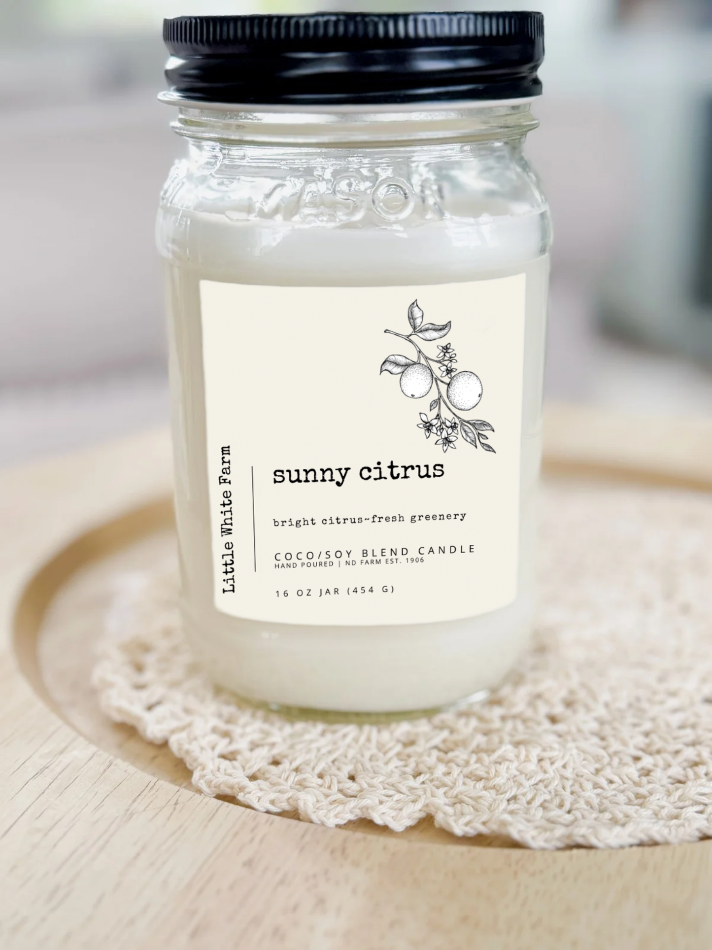 Sunny + Citrus Farmhouse Collection Mason Jar Candle