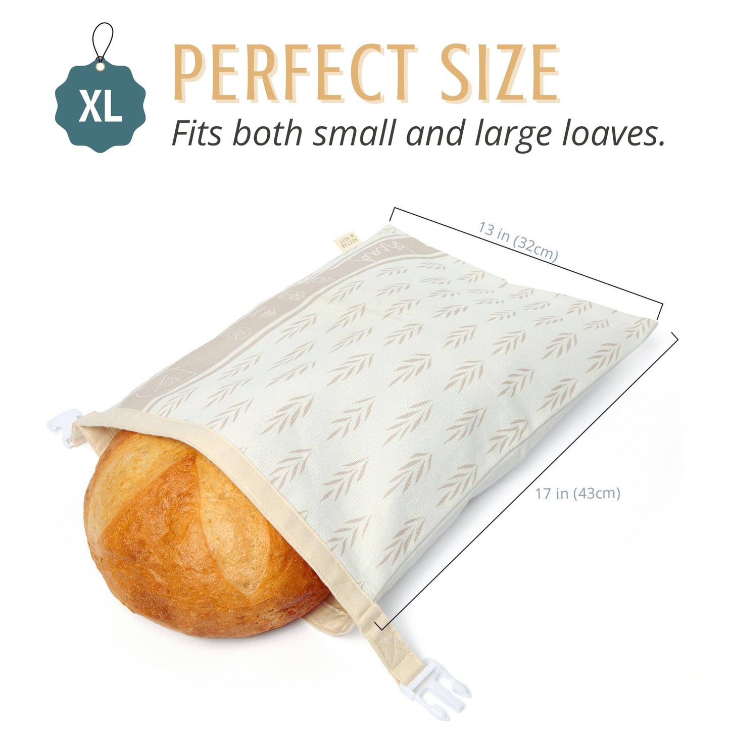 Reusable Beeswax Bread Bags for Homemade Bread & Sourdough (Set of 2)