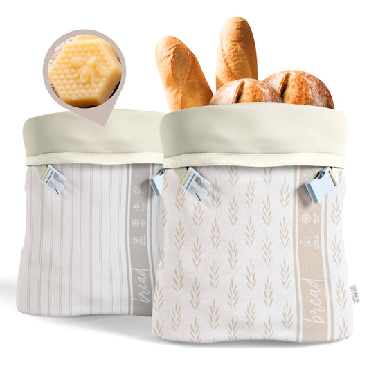Reusable Beeswax Bread Bags for Homemade Bread & Sourdough (Set of 2)