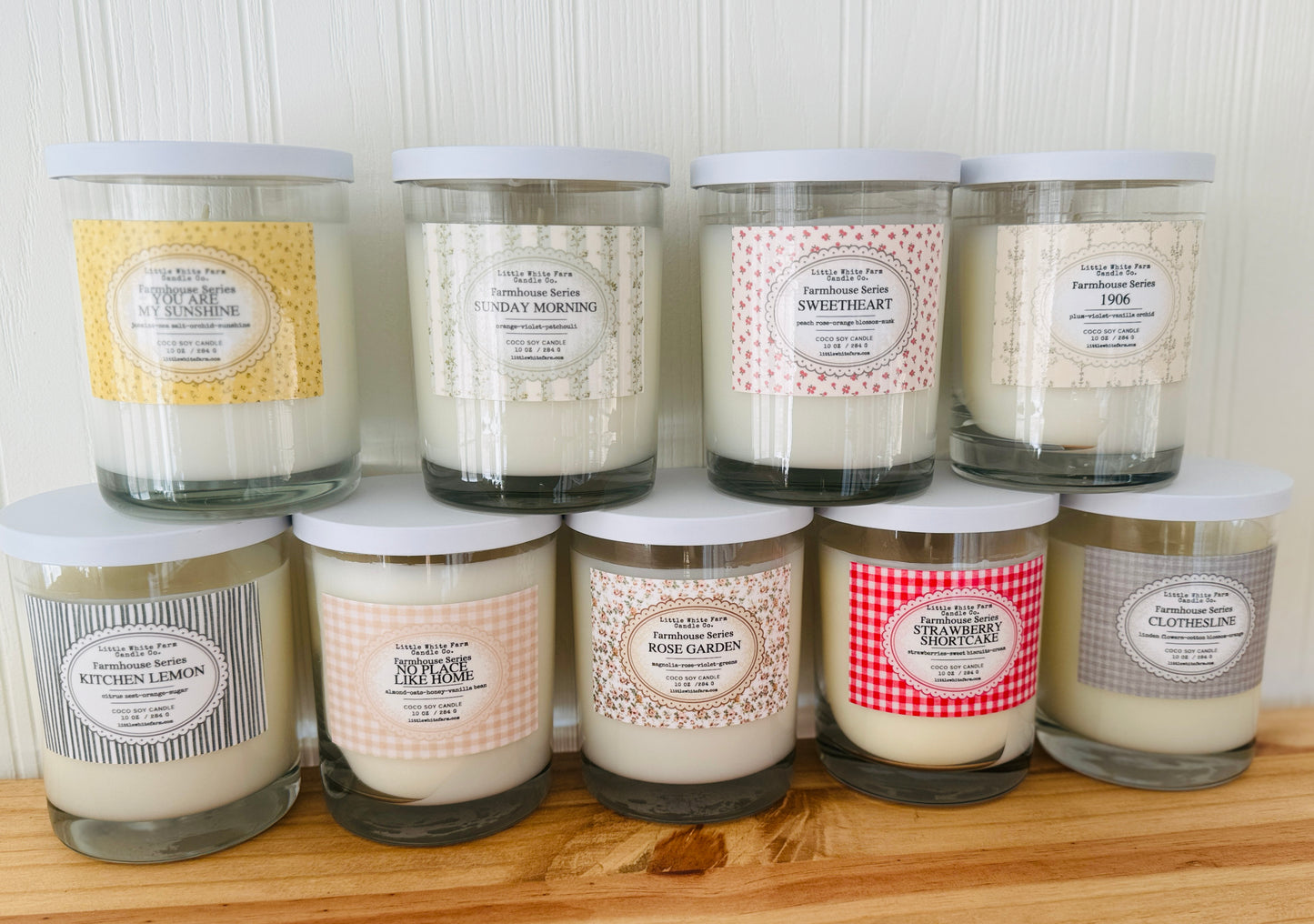 {{NEW}} THE FARMHOUSE SERIES-vintage patterned + white metal lid candles