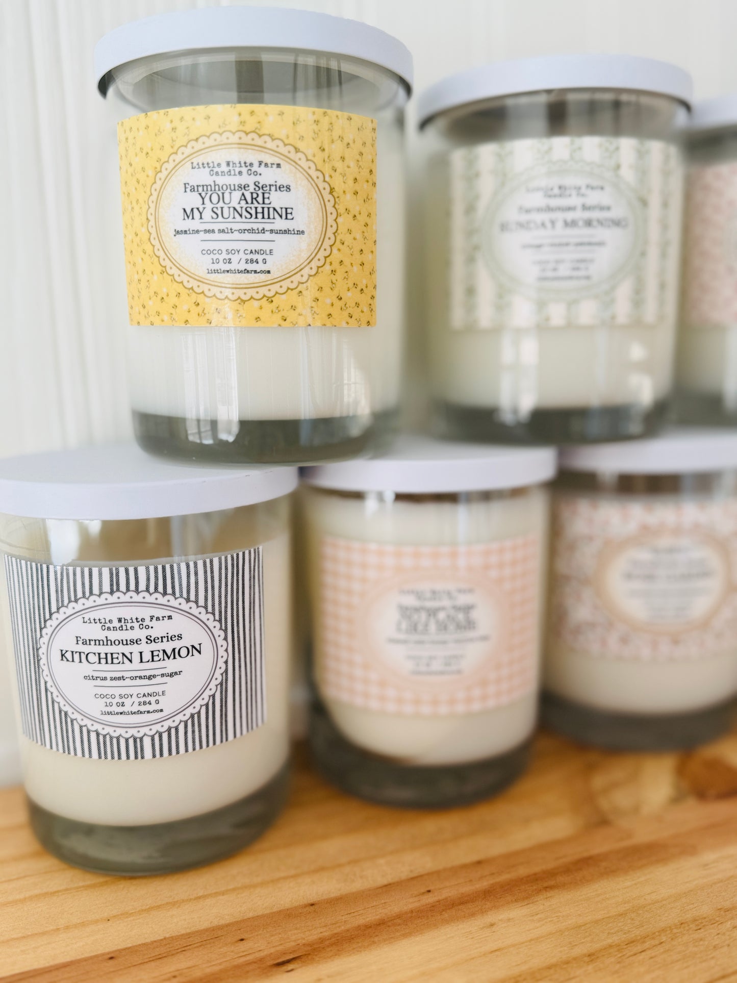 {{NEW}} THE FARMHOUSE SERIES-vintage patterned + white metal lid candles