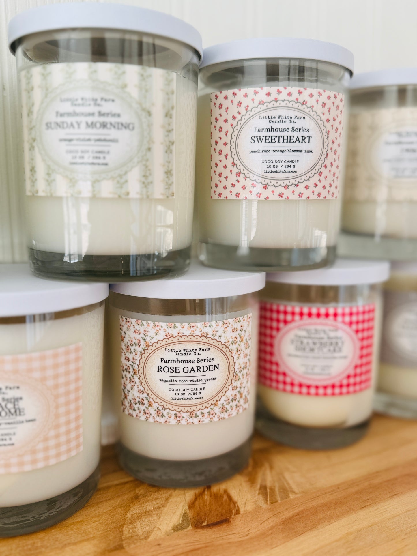 {{NEW}} THE FARMHOUSE SERIES-vintage patterned + white metal lid candles
