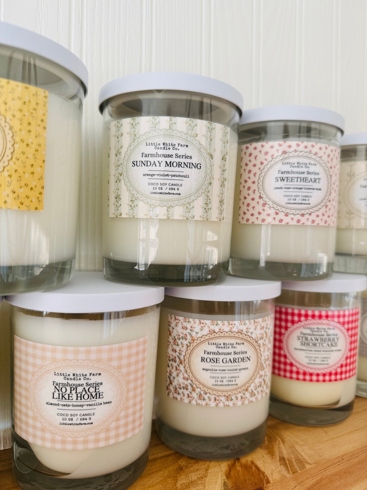 {{NEW}} THE FARMHOUSE SERIES-vintage patterned + white metal lid candles