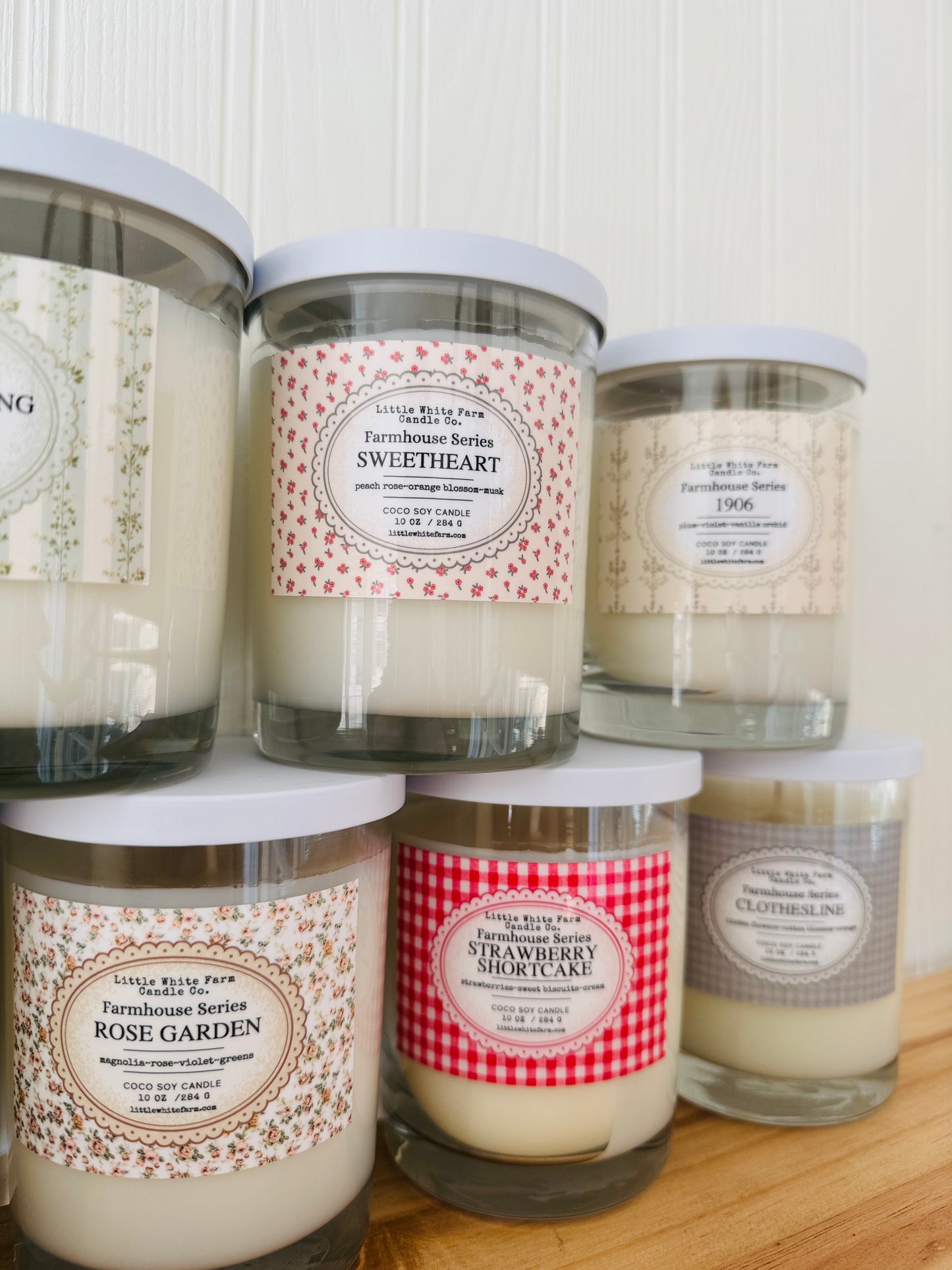 {{NEW}} THE FARMHOUSE SERIES-vintage patterned + white metal lid candles