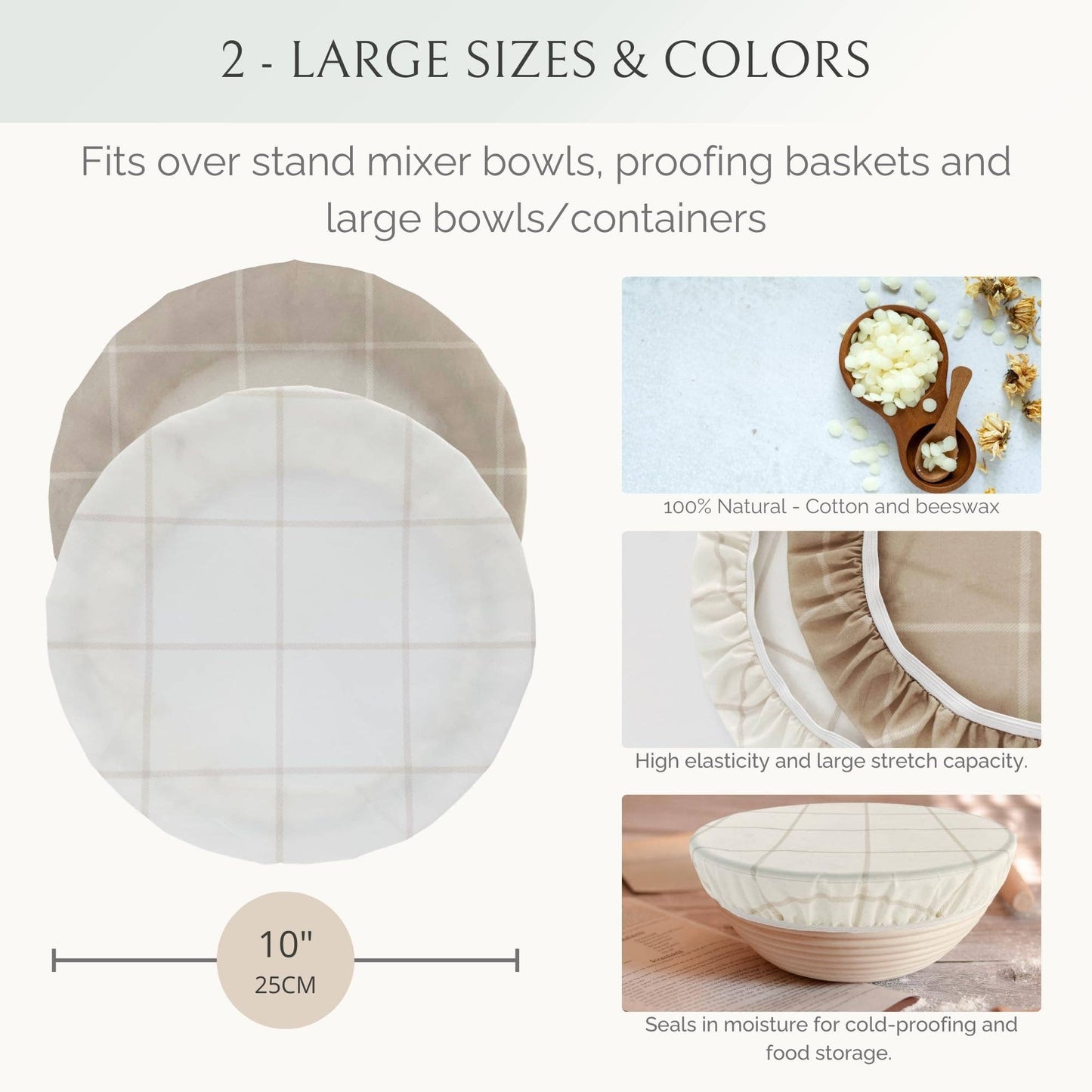 Reusable Beeswax Bowl Covers for Bread Proofing (set of 2)