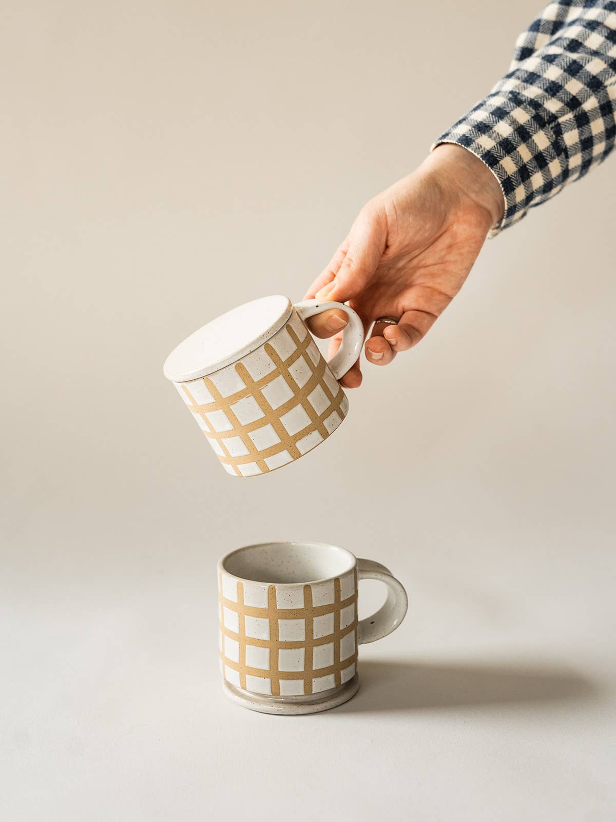 Speckle Grid Mug with Lid (2 mugs + 2 lids)