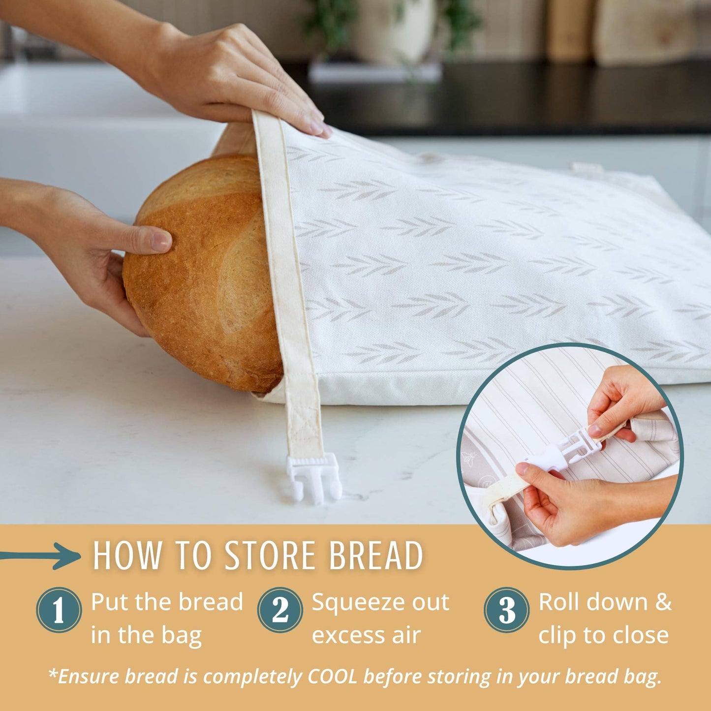 Reusable Beeswax Bread Bags for Homemade Bread & Sourdough (Set of 2)