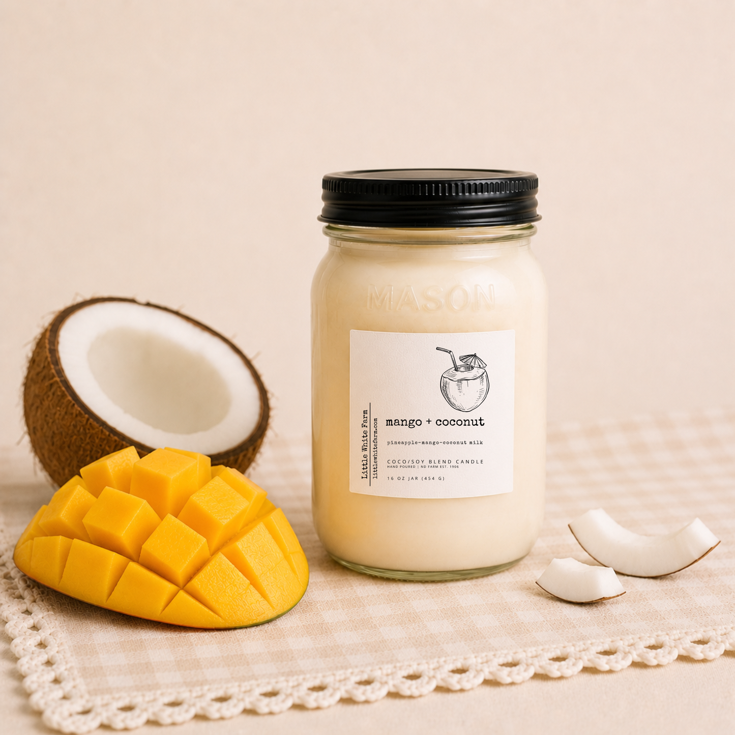 Mango + Coconut Mason Jar Candle and Wax Melt