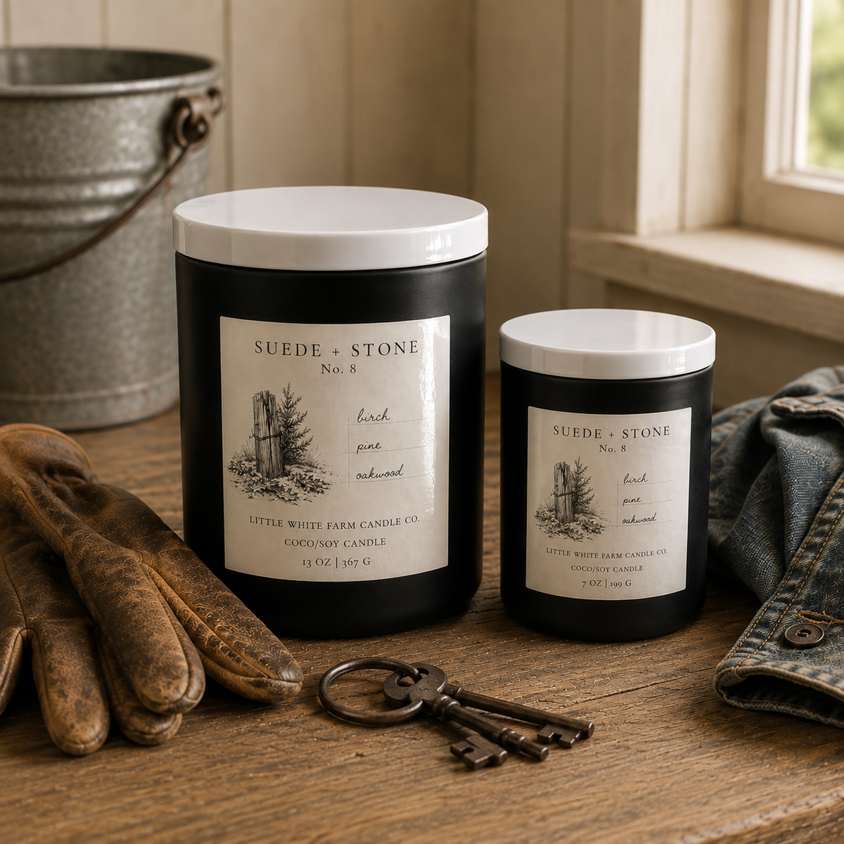No. 8 Suede + Stone Luxury Candle