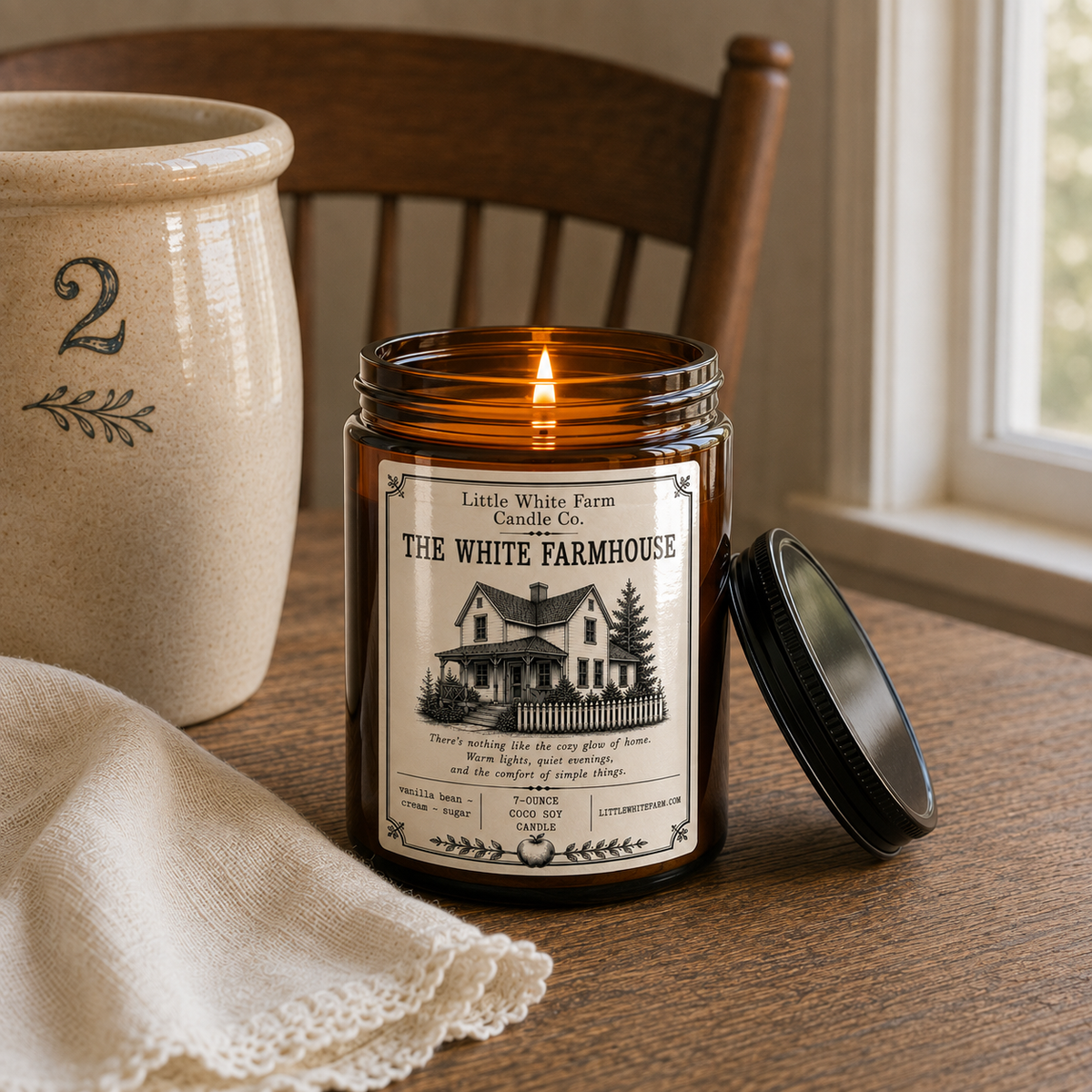 The White Farmhouse Heritage Collection Amber Jar Candle