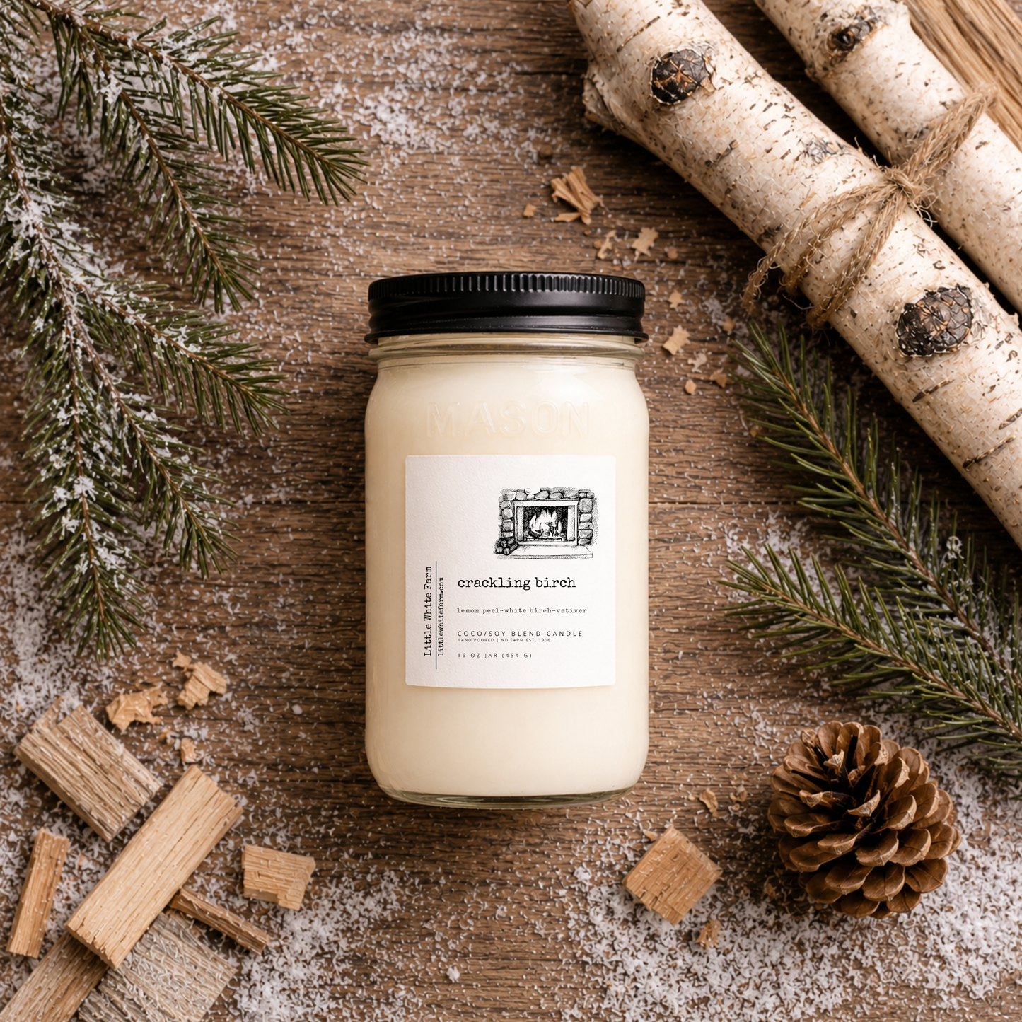 Crackling Birch Mason Jar Candle and Wax Melt