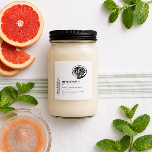 Grapefruit + Mint Farmhouse Collection Mason Jar Candle and Wax Melt