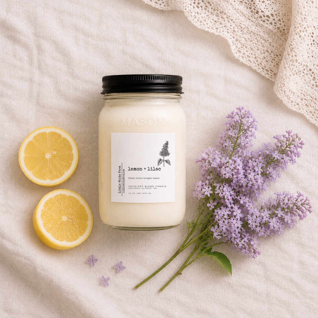 Lemon + Lilac Mason Jar Candle and Wax Melt