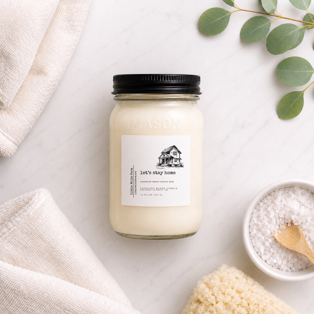 Let's Stay Home Farmhouse Collection Mason Jar Candle and Wax Melt