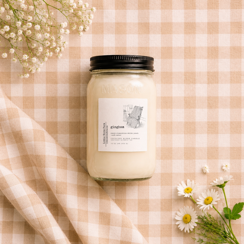 Gingham Mason Jar Candle and Wax Melt