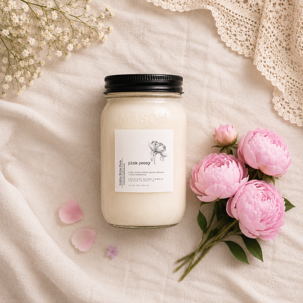 Pink Peony Mason Jar Candle and Wax Melt
