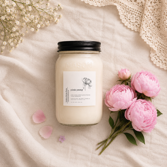 Pink Peony Mason Jar Candle and Wax Melt