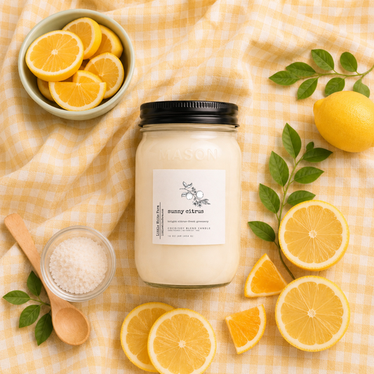 Sunny + Citrus Farmhouse Collection Mason Jar Candle and Wax Melt