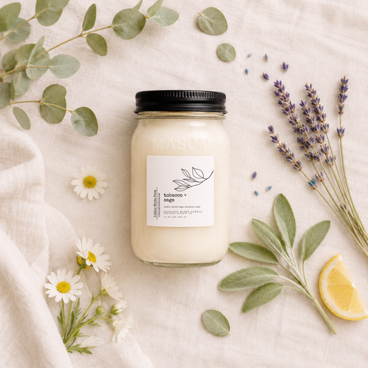 Tobacco + Sage Farmhouse Collection Mason Jar Candle and Wax Melt