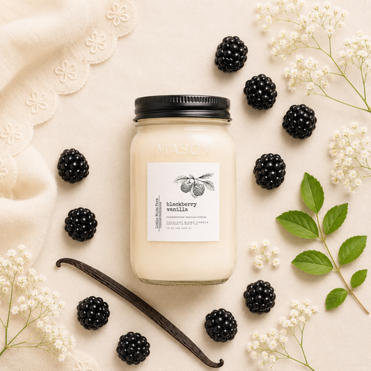 Blackberry Vanilla Farmhouse Collection Mason Jar Candle and Wax Melt