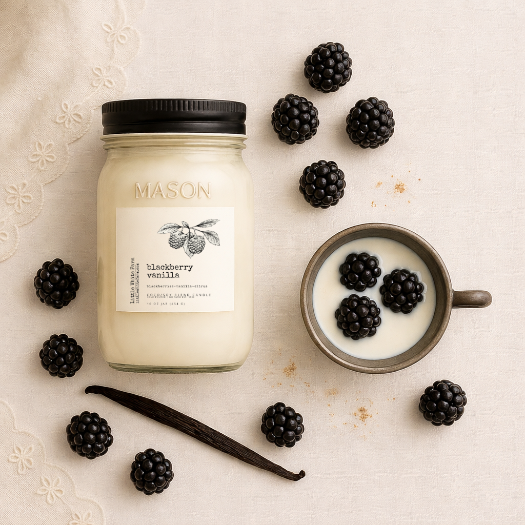 Blackberry Vanilla Farmhouse Collection Mason Jar Candle and Wax Melt