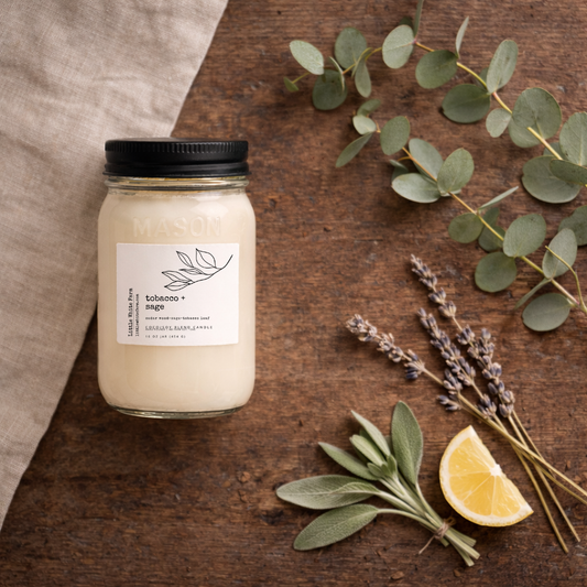 Tobacco + Sage Farmhouse Collection Mason Jar Candle and Wax Melt