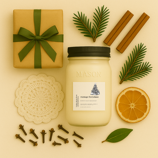 Vintage Christmas Mason Jar Candle and Wax Melt