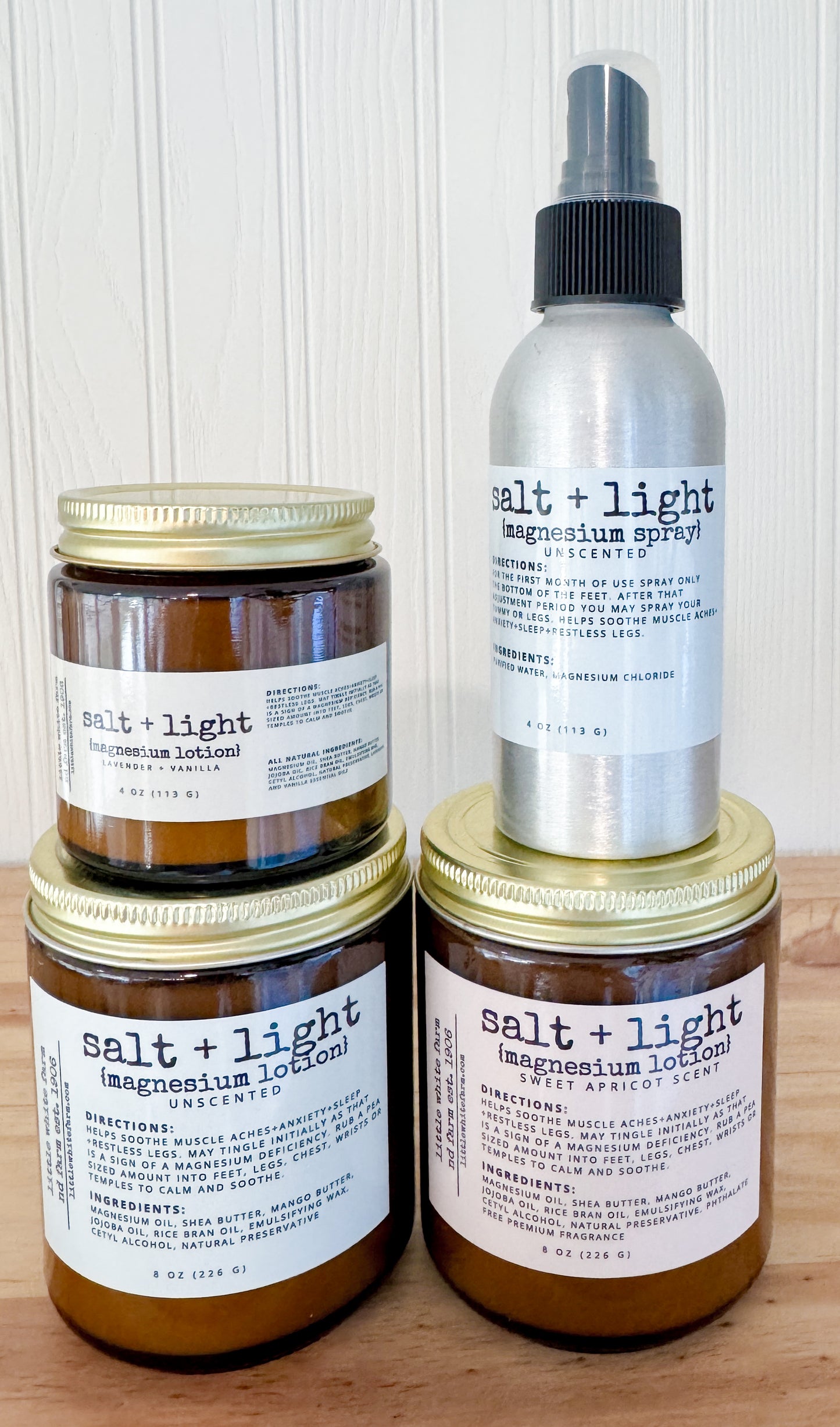 Salt + Light Magnesium Lotion and Magnesium Oil Spray