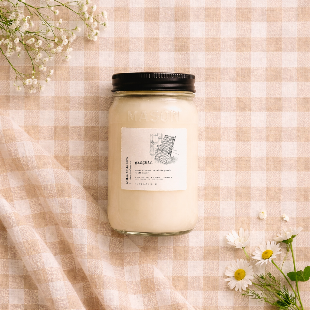Gingham Mason Jar Candle and Wax Melt