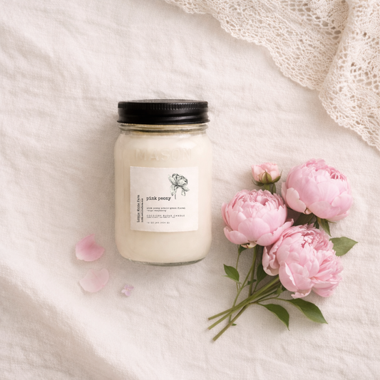 Pink Peony Mason Jar Candle and Wax Melt