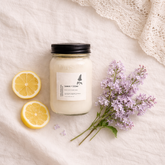Lemon + Lilac Mason Jar Candle and Wax Melt