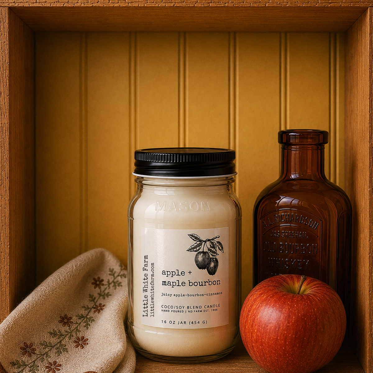 Apple + Maple Bourbon Harvest Collection Mason Jar Candle and Wax Melt