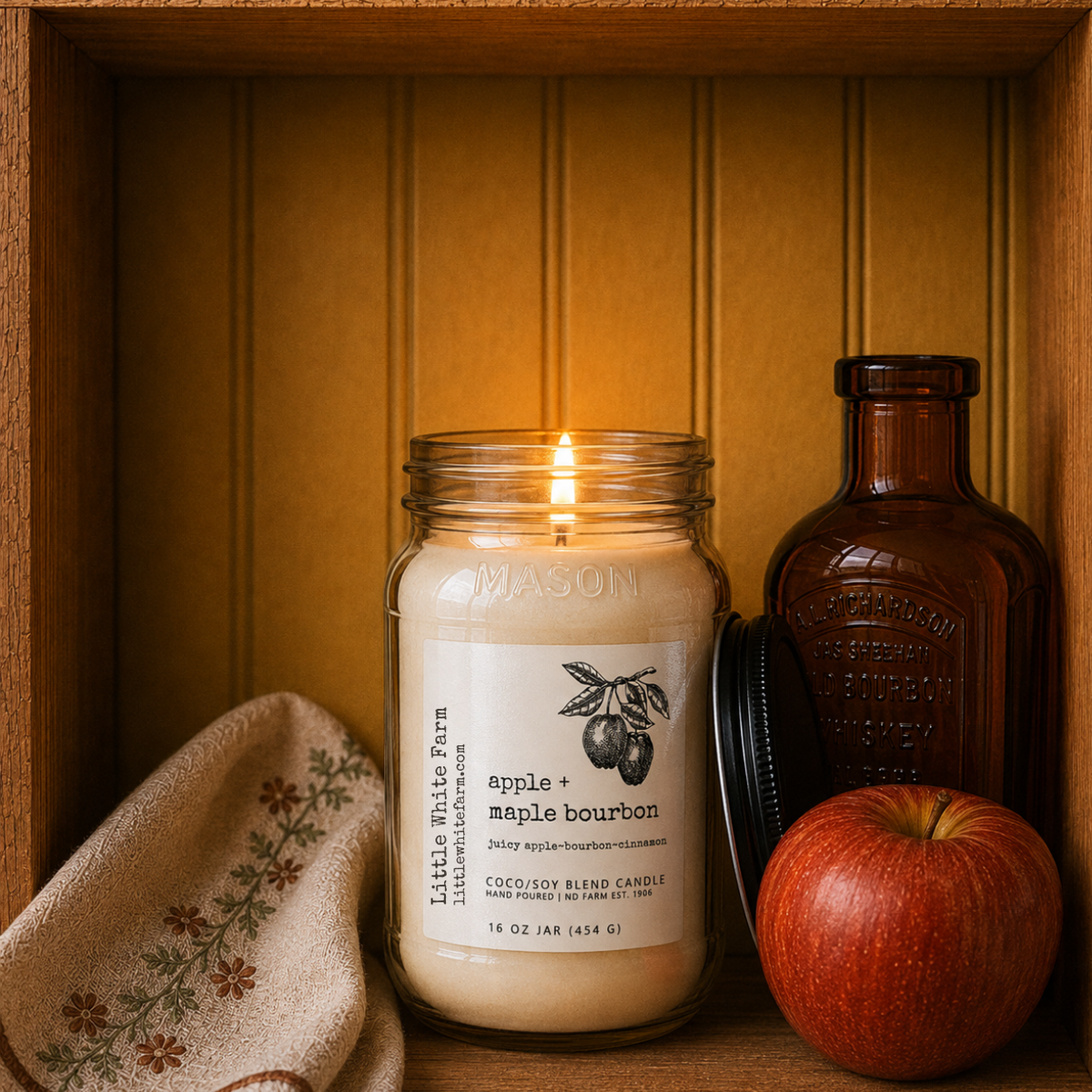 Apple + Maple Bourbon Harvest Collection Mason Jar Candle and Wax Melt