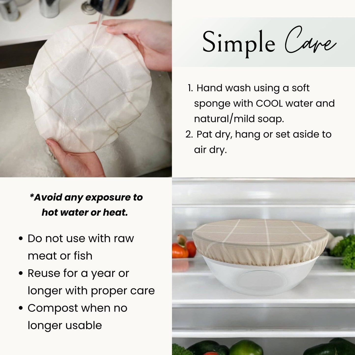 Reusable Beeswax Bowl Covers for Bread Proofing (set of 2)