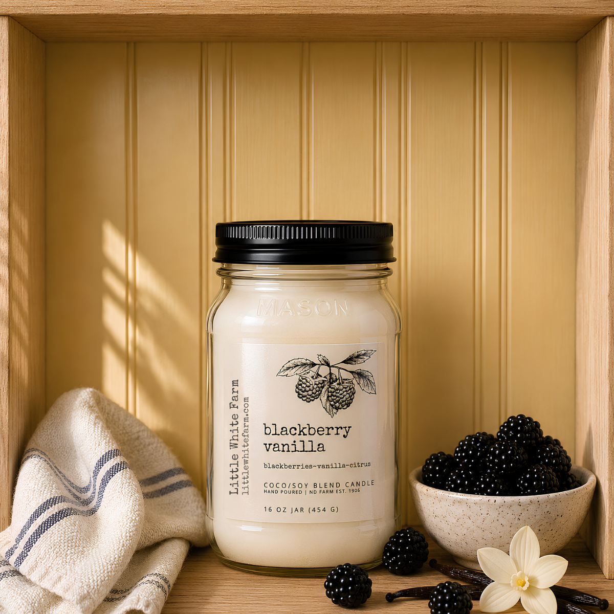 Blackberry Vanilla Farmhouse Collection Mason Jar Candle and Wax Melt