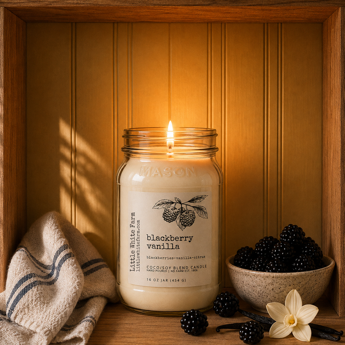 Blackberry Vanilla Farmhouse Collection Mason Jar Candle and Wax Melt
