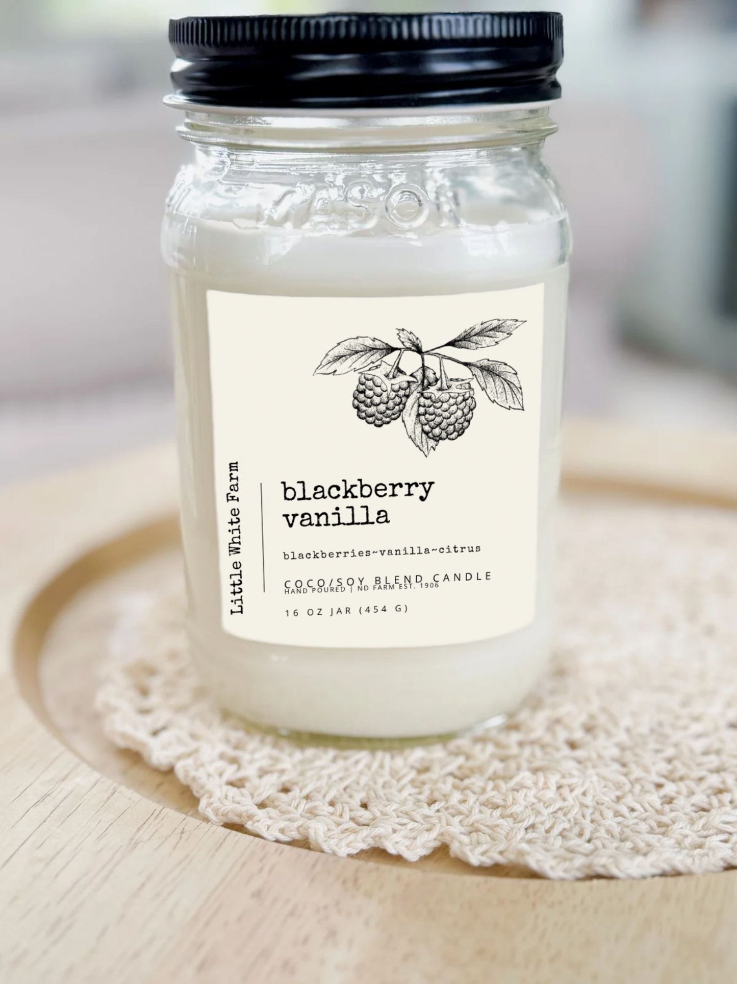 Blackberry Vanilla Farmhouse Collection Mason Jar Candle