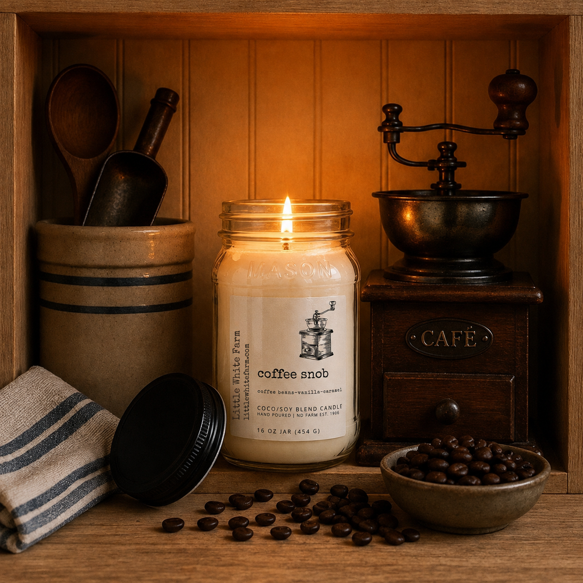 Coffee Snob Farmhouse Collection Mason Jar Candle and Wax Melt