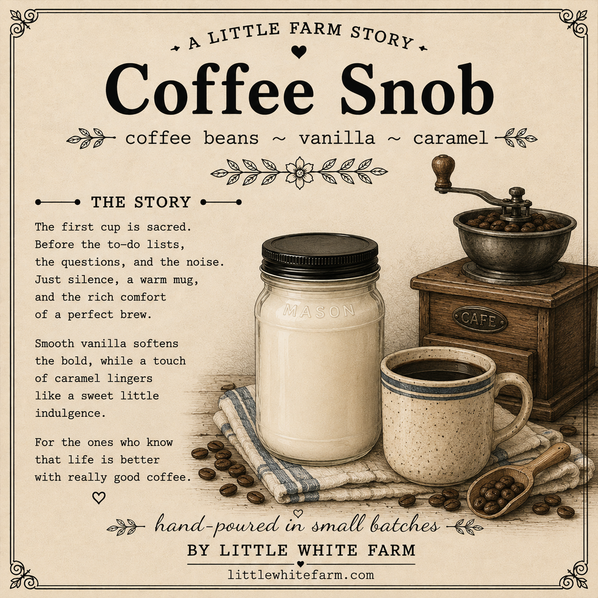 Coffee Snob Farmhouse Collection Mason Jar Candle and Wax Melt