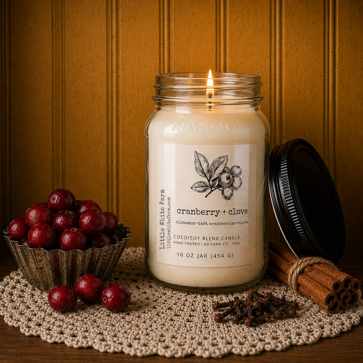 Cranberry + Clove Harvest Collection Mason Jar Candle and Wax Melt