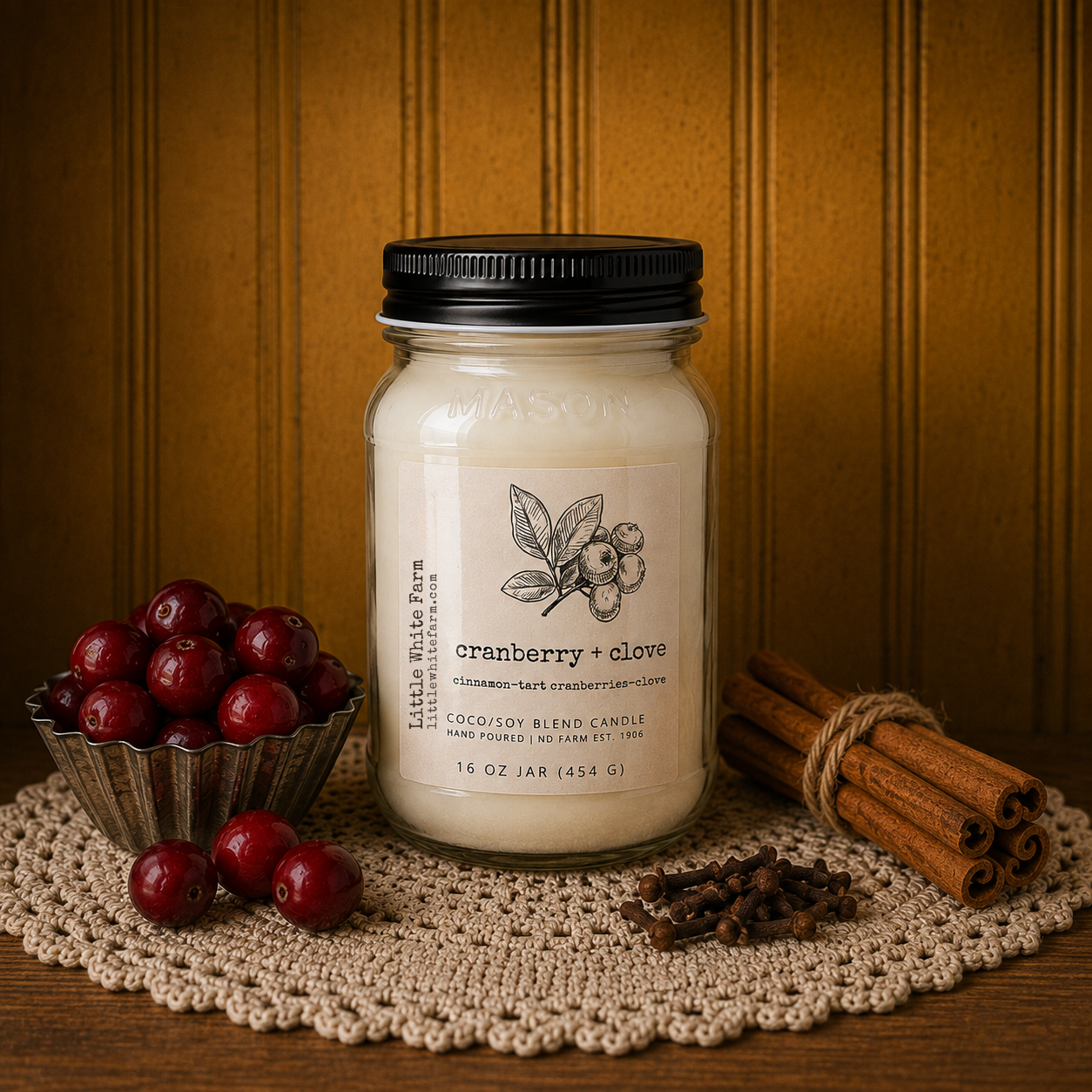 Cranberry + Clove Harvest Collection Mason Jar Candle and Wax Melt
