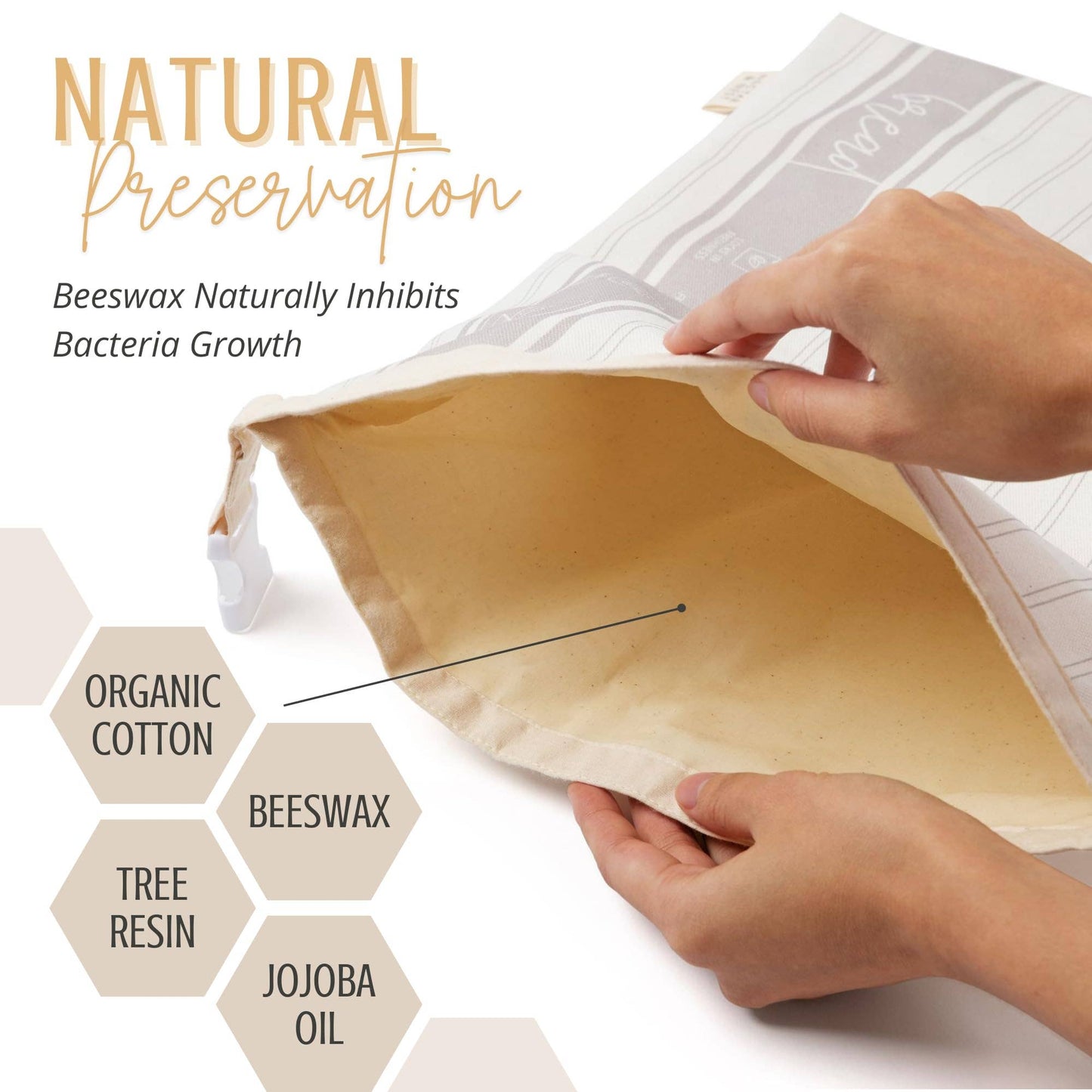 Reusable Beeswax Bread Bags for Homemade Bread & Sourdough (Set of 2)