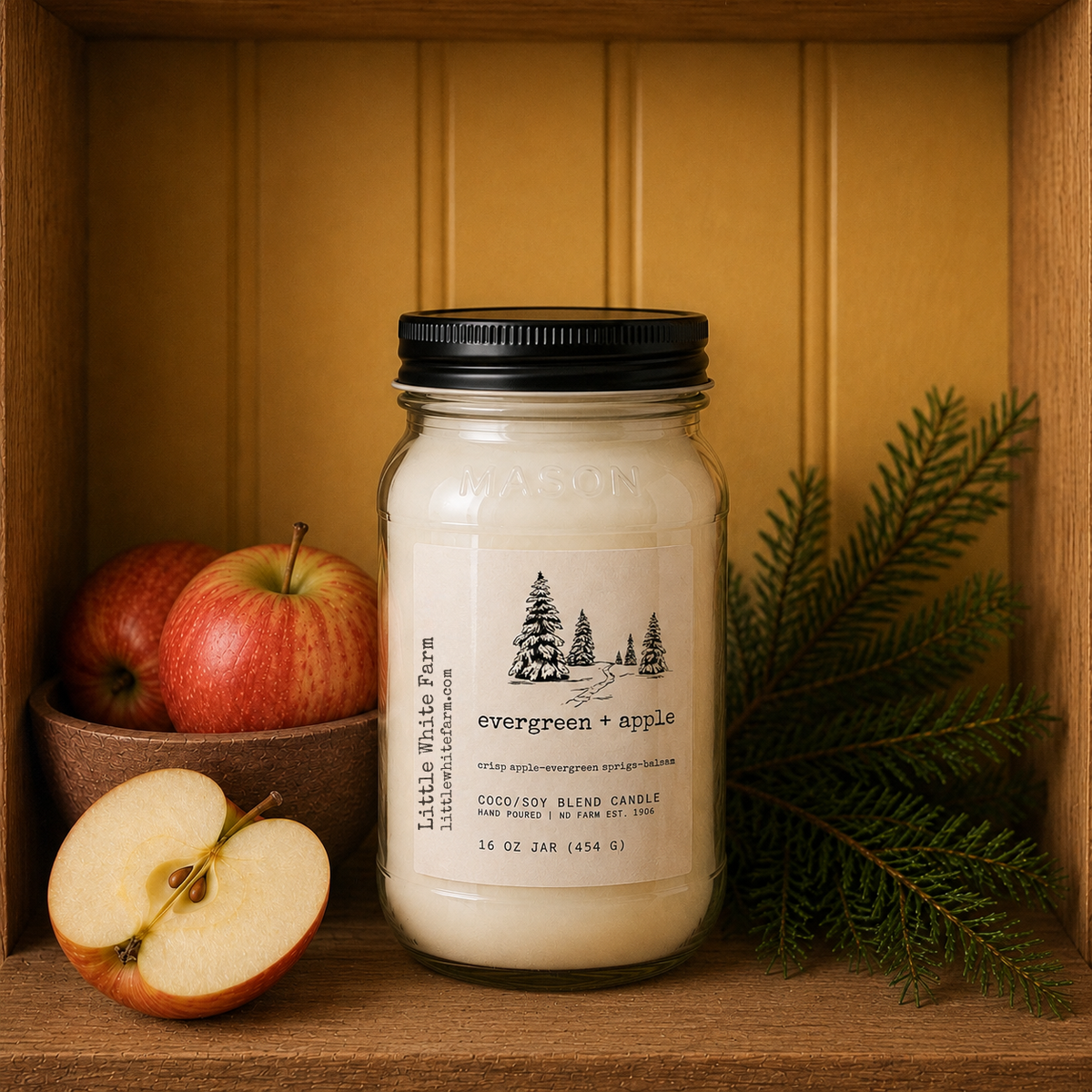 Evergreen + Apple Mason Jar Candle and Wax Melt
