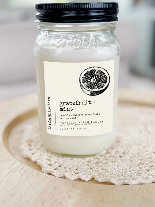 Grapefruit + Mint Farmhouse Collection Mason Jar Candle