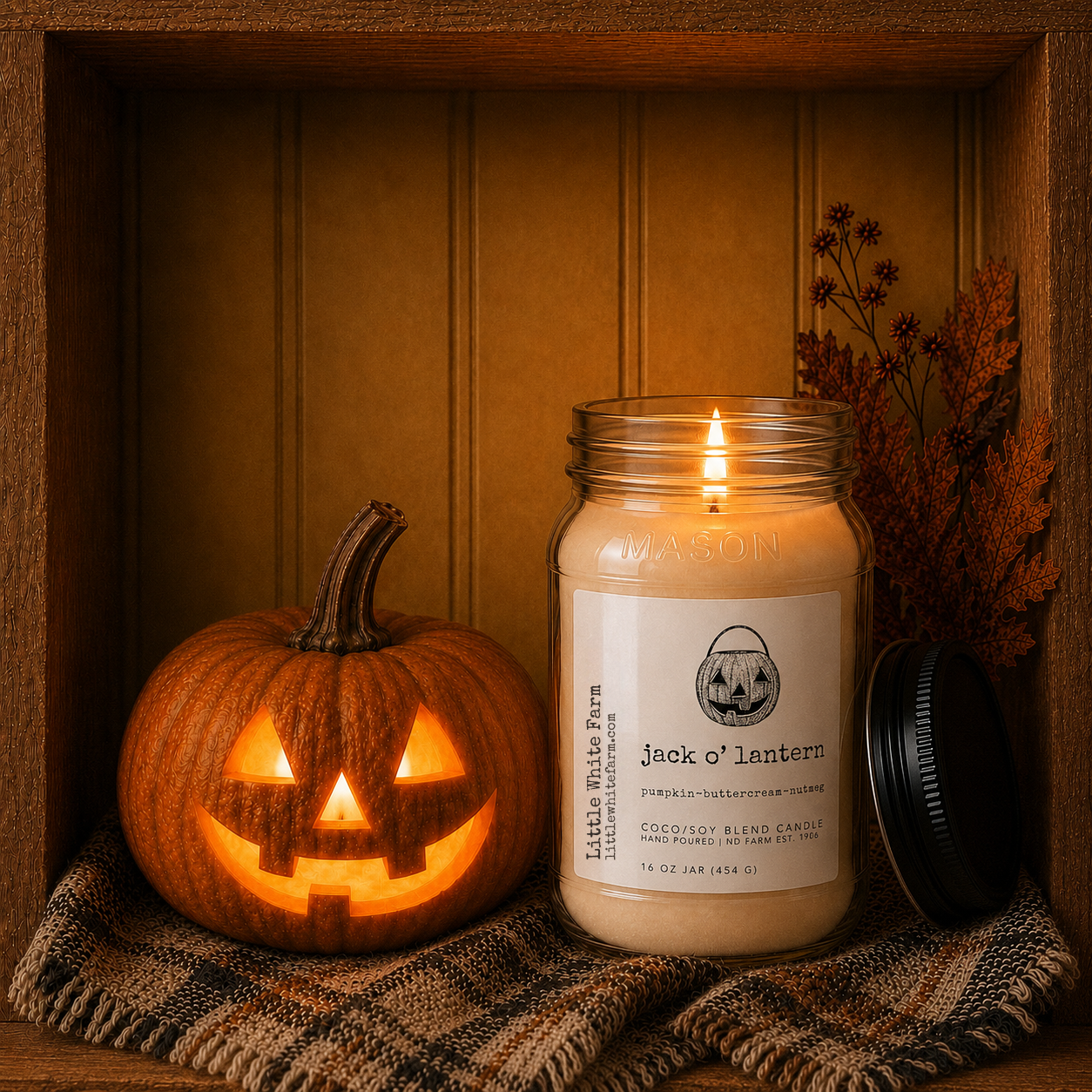 Jack O' Lantern Harvest Collection Mason Jar Candle and Wax Melt